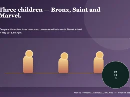 Original editorial graphic representing Pete Wentz three children Bronx Saint and Marvel without faces or likenesses